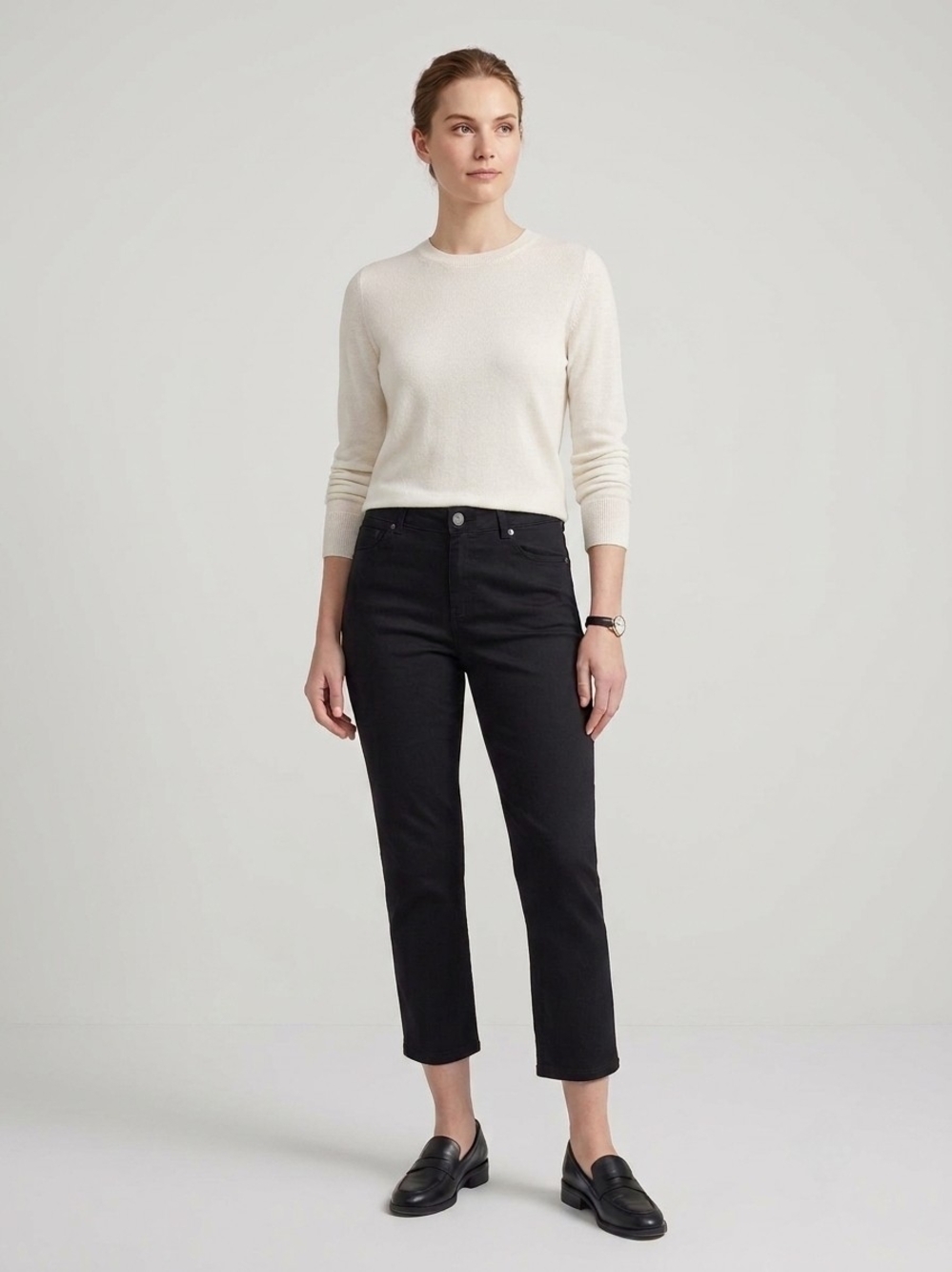NYGARD Pull-On Black Denim Pants 14 Stretch Waist, Casual Office Everyday Wear